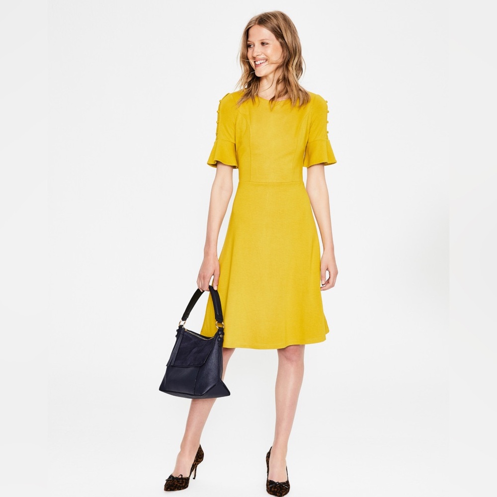 Boden Yellow Short-Sleeve A-Line Dress